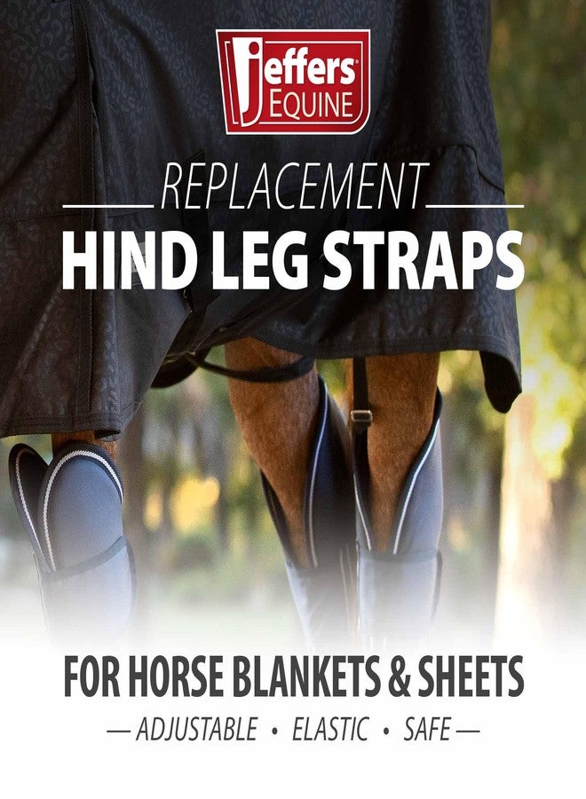 Jeffers Equine Replacement Adjustable Elastic Leg Straps for Horse Blankets, Sheets & Turnout Rug - Durable, Wide 1" Strap, Secure Fit, Adjustable for All Horses - Classic Black - Sold in Pairs - Image 3